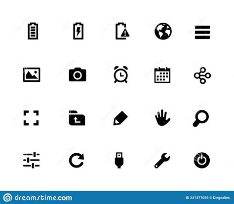 Web And Mobile Icons 3 32 Pixels Icons White Series Stock Vector