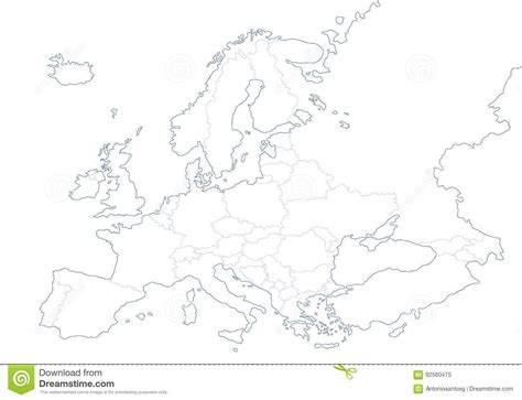 Mapa En Blanco Político De Europa En El Fondo Blanco Ilustración Del