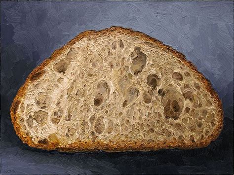 A Piece Of Bread With Holes In It On A Blue Surface Next To A Black