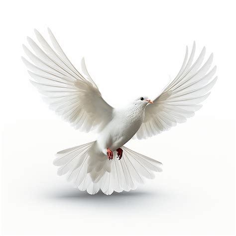 Premium Ai Image Elegant White Dove In Flight Isolated On White