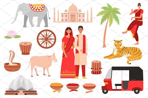 India Indian Culture Symbols Graphic Objects ~ Creative Market