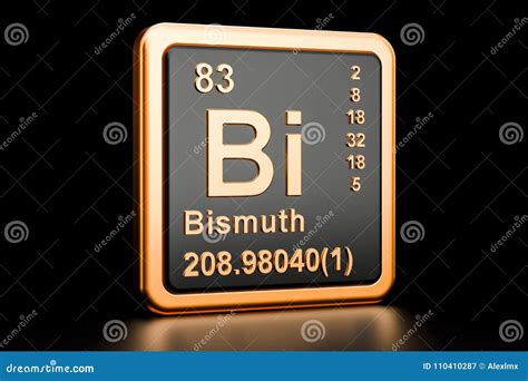 Bismuth As Element 83 Of The Periodic Table 3d Illustration On Blue