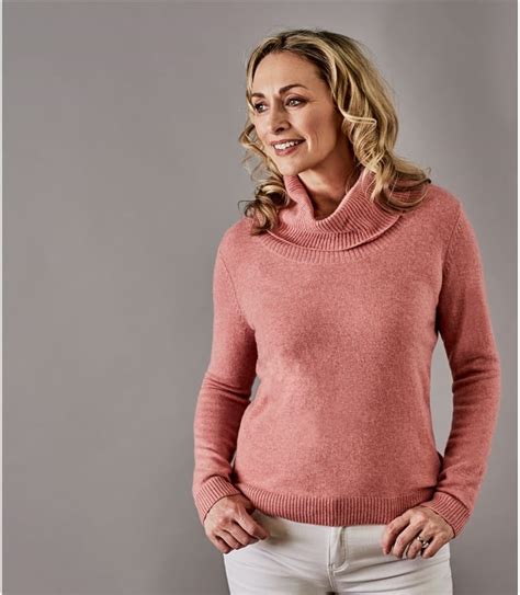 Rose Mist Womens Pure Cashmere Cowl Neck Sweater Woolovers Us