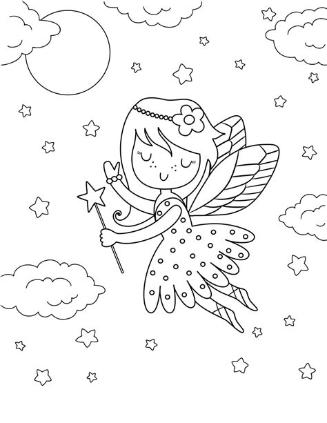 Little Fairy Flying Coloring Page Download Print Or Color Online For