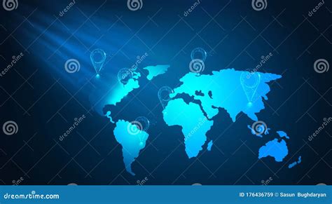 Search For Locations Around The World Location Map Concept Stock Image