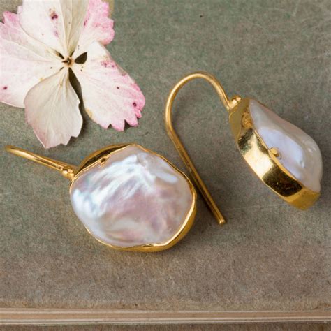 Baroque Pearl And Gold Vermeil Earrings By Rochejewels