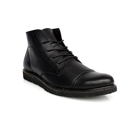 Caliber Men Lace Up Ankle Boots Black Kapadaa