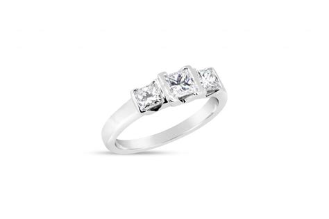 Princess Cut Diamond Trilogy Engagement Ring In White Gold