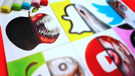 Horror Artist Draws Logos In Scary Styles 🍎 Apple Snapchat Fnaf