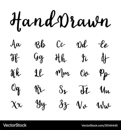 Hand Drawn Alphabet Brushpen Letters Vintage Vector Image