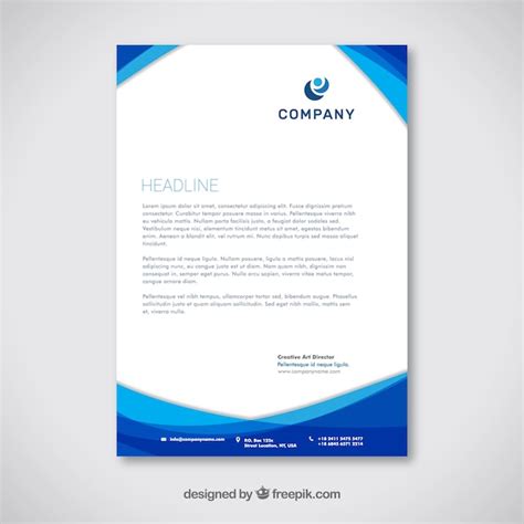 Premium Vector Corporate Brochure With Blue Wavy Shapes