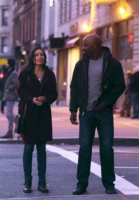 Claire Temple And Luke Cage In The Set Of Luke Cage Marvel And Dc