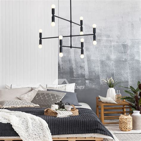 If your room's look is more modern, a fixture with simple lines. Modern Chandelier Hanging 12-Light Gold/Black Bedroom ...