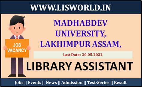 Recruitment For Library Assistant At Madhabdev University Lakhimpur