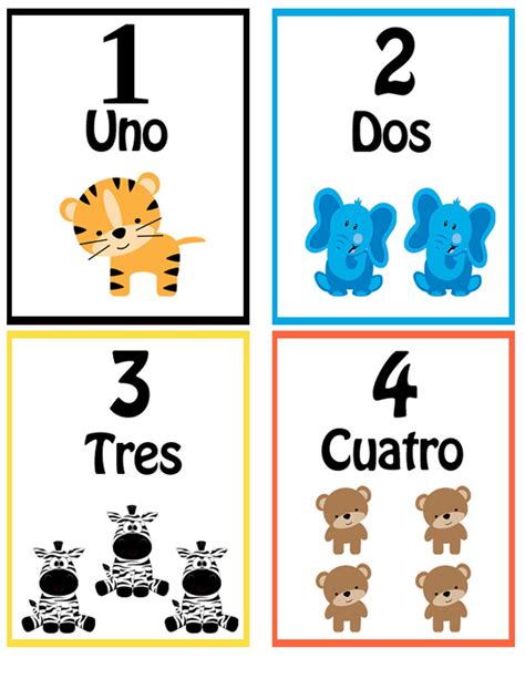 Tarjetas Del 1 Al 10 Para Niños Con Ilustraciones De Animalitos