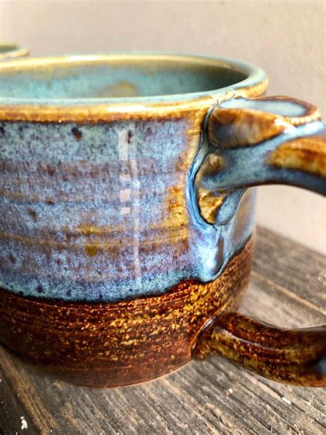 Mug Set Of Two Coffee Ceramic Handmade Wheel Thrown Pottery Etsy