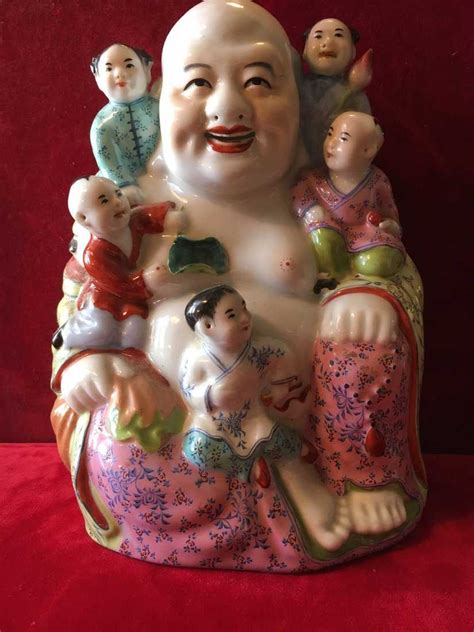 Chinese Hand Painted Porcelain Laughing Buddha Statue