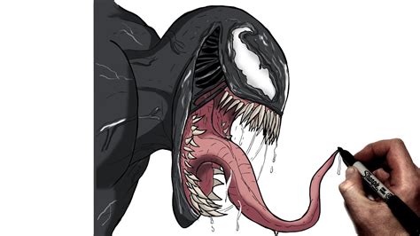 How To Draw Venom Side Step By Step Marvel Youtube