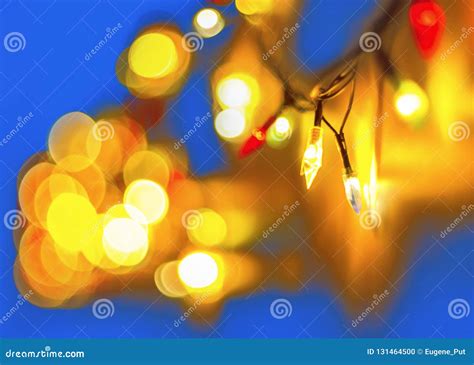 Decorative Colorful Blurred Lights On Blue Background Christmas