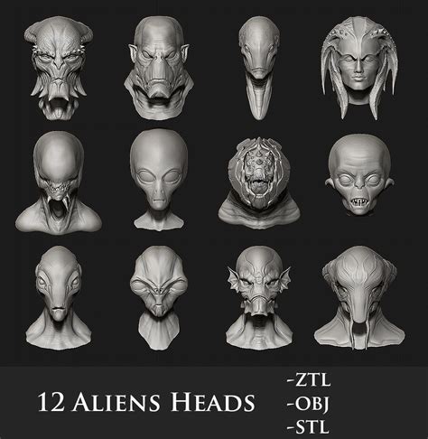 Artstation 12 Aliens Heads Resources