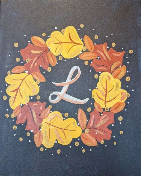 Leaf Wreath Monogram Pinots Palette Painting