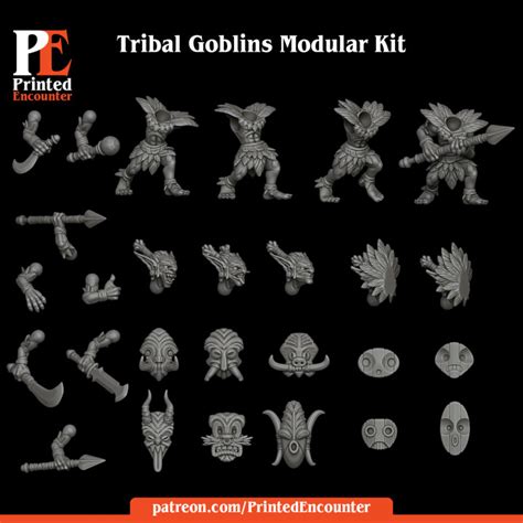 3d Printable Tribal Goblin Modular Kit By Printed Encounter