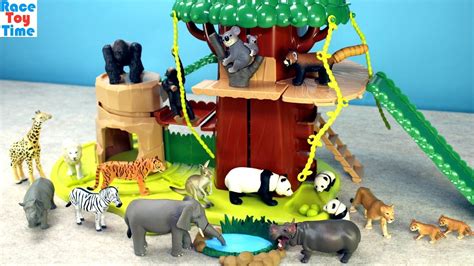 Safari Treehouse Adventure Playset Ania Animals Toys For Kids Youtube
