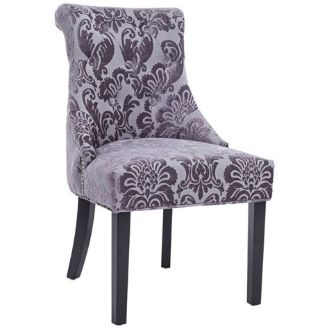 Madison Gray Fan Damask Fabric Dining Chair Style