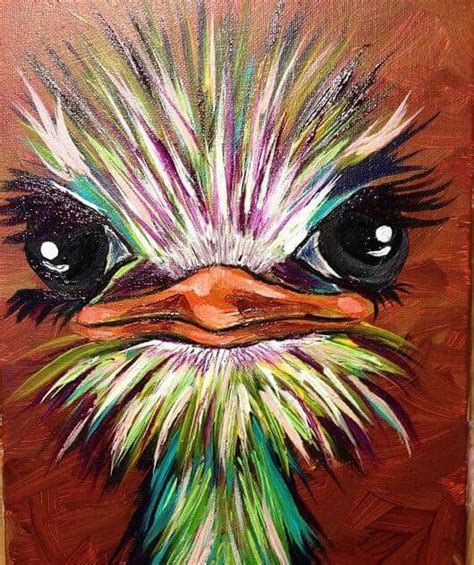 Colorful Funny Ostrich Painting Art Painting Animal Paintings