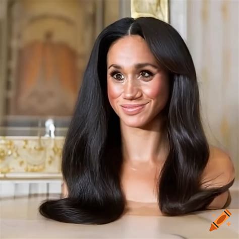 Lifelike Meghan Markle Styling Head With Long Hair On Craiyon