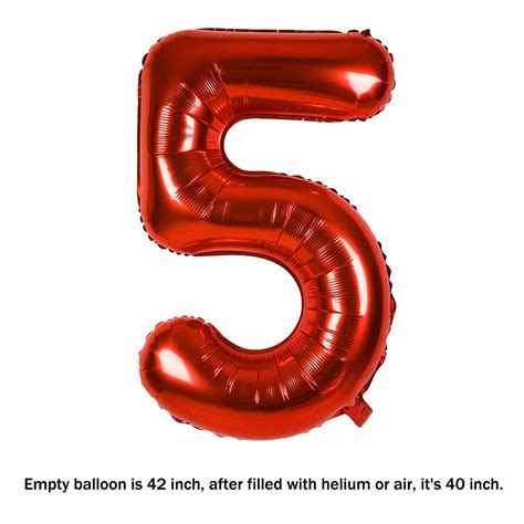 40 Inch Jumbo Red Number 5 Balloon Giant Balloons Prom Balloons Helium