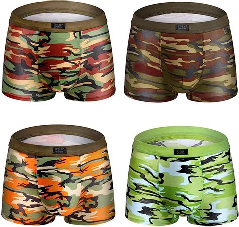 4 Pack Mens Camouflage Basic Boxer Briefs Boxershort Cotton Underpants