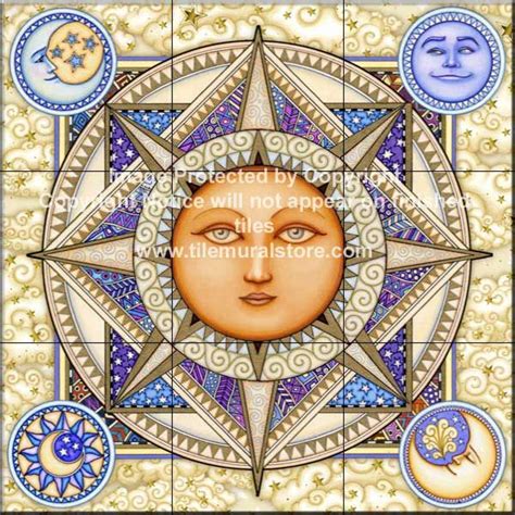 Celestial Tiles Sun And Moon Tiles Celestial Dreams Sun Art Tile