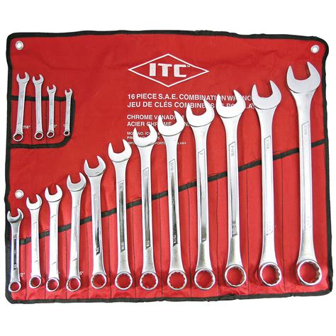 16 Piece Sae Combination Wrench Set Construction Fasteners And Tools