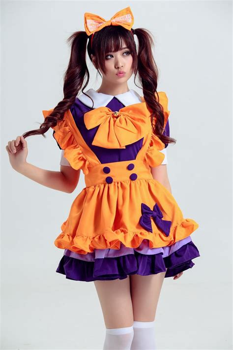 Anime Maid Orange Girl Princess Lolita Dress Restaurant Dress Cosplay