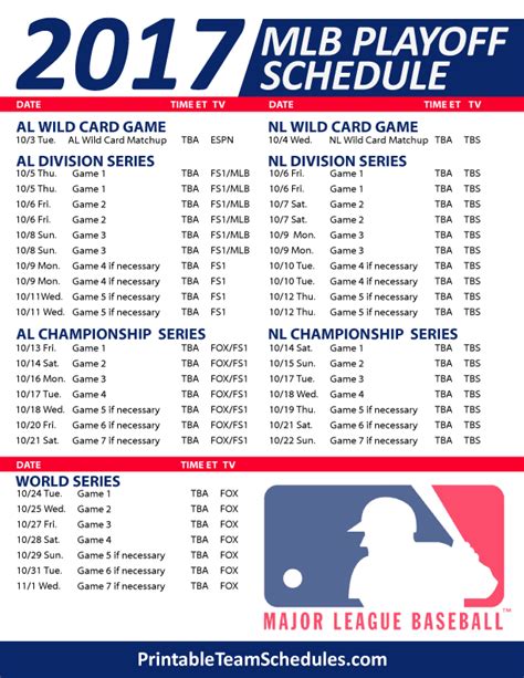 Mlb Playoffs Printable Schedule Web Check Out The Full Schedule For The