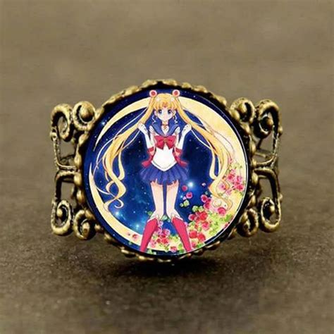Jp Anime Sailor Moon Mens 1pcslot Brass Silver Glass Dome Ring Steampunk Jewelry T Womens