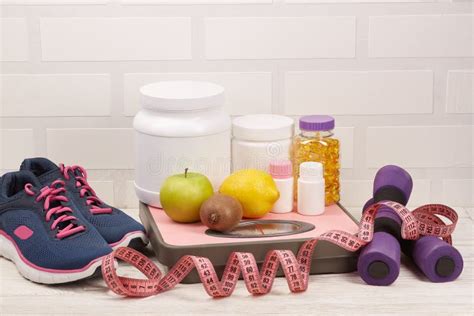 Sports Nutrition And Fitness Equipment Stock Photo Image Of