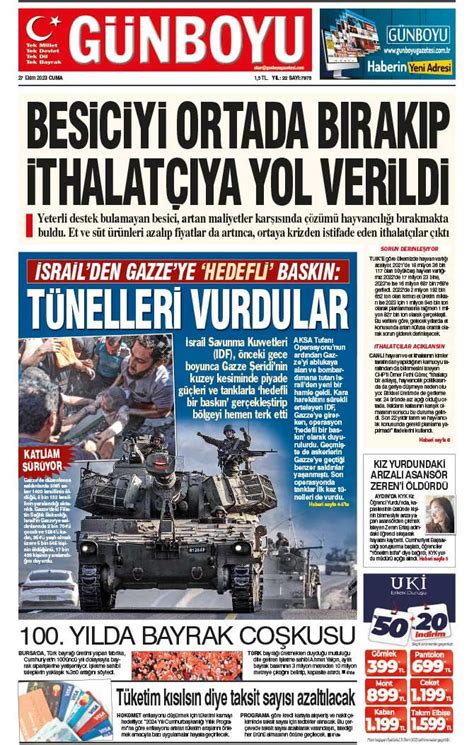 Günboyu Gazetesi nin bugünkü manşeti