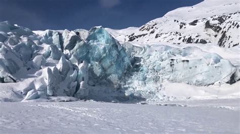 The Portage Glacier Calving Into The Frozen Portage Lake Unbelievable