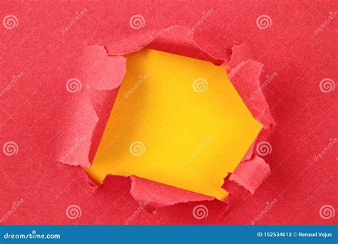 Torn Colored Paper Hole In The Sheet Of Paper Stock Image Image Of