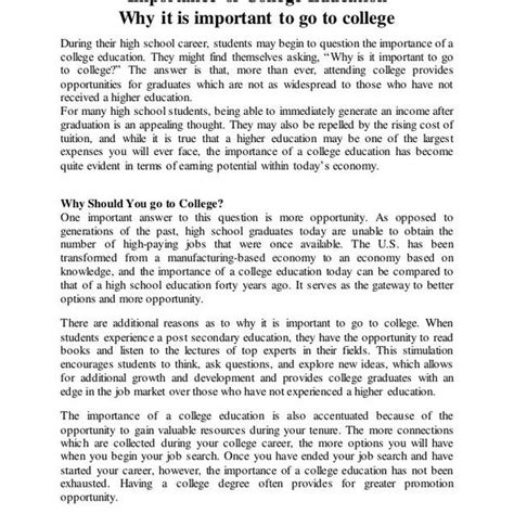 Free Importance Of College Education Essay Examples And Topic Ideas