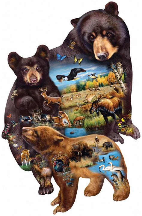 Daily jigsaw puzzles has hundreds of free animal themed jigsaw puzzle games suitable for both kids (girls and boys) and adults alike. Bear Family Adventure Shaped Puzzle | PuzzleWarehouse.com