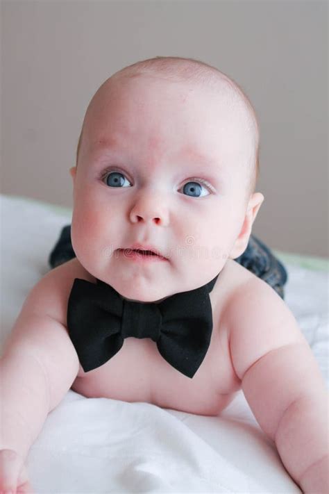Cute Baby In A Bow Tie Stock Image Image Of Newborn 183152405