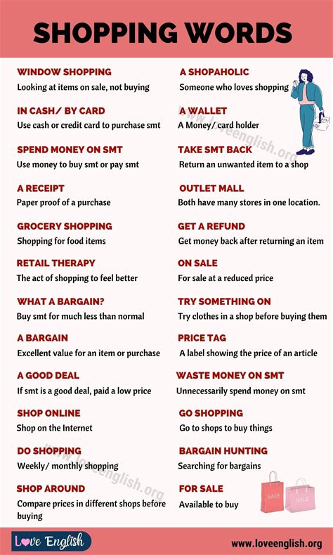 Shopping Vocabulary 26 Useful Shopping Vocabulary In English Love