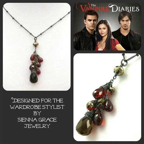 As Seen On The Vampire Diaries Elenas Smoky Quartz Red Garnet Necklace Vampire Diaries Jewelry