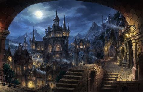 Cityscape Dark Fantasy Fantasy Art Wallpaper Hd Avec Images