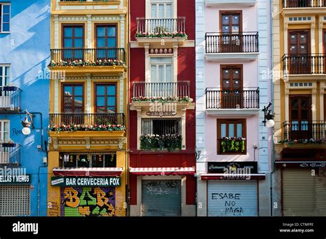Colored Houses Valencia Spain Stock Photo Alamy
