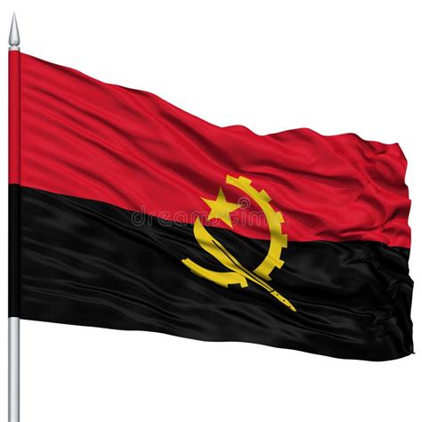 Bandeira De Angola No Mastro De Bandeira Ilustração Stock Ilustração De Preto Branco 91174465