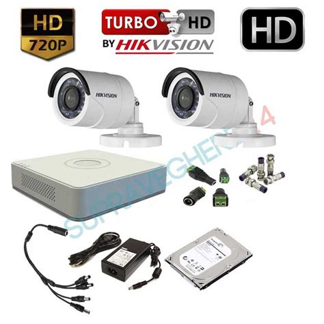 Kit Supraveghere Video Complet Hikvision Cu 2 Camere Hd 720p Hdd 1tb